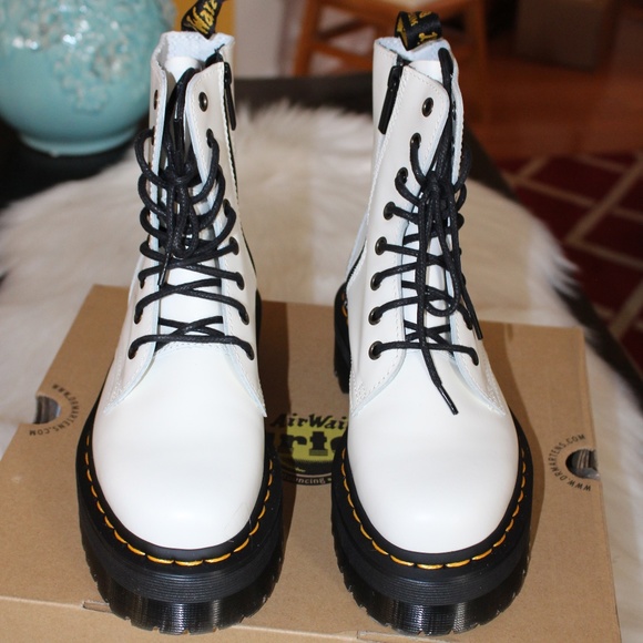 Dr. Martens, Jadon white Polished smooth platform leather boots - Picture 2 of 12